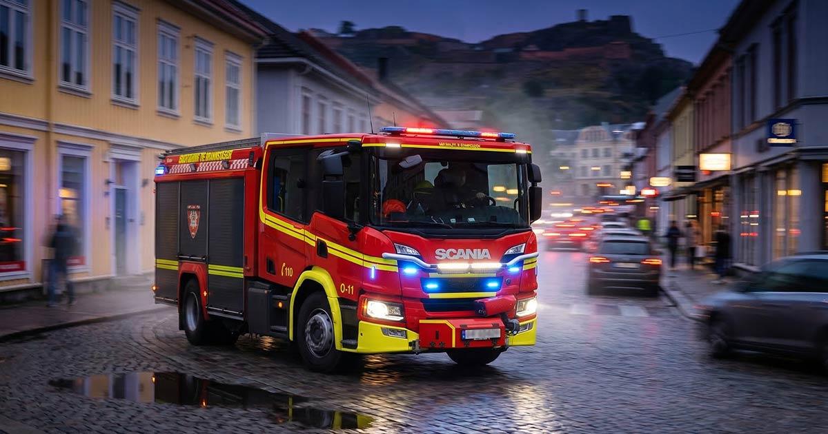 Brannbil i utrykning